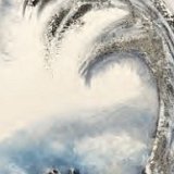 " La vague "<br />Huile sur toile technique mixte sable - 20 x 40 cm