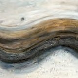 " Vague ondulation " - Huile sur toile technique mixte collage et sable - 50 x 150 cm