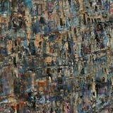 " Certitudes des Mondes " - Huile sur toile technique mixte sable et pigments - 100 x 81,5 cm